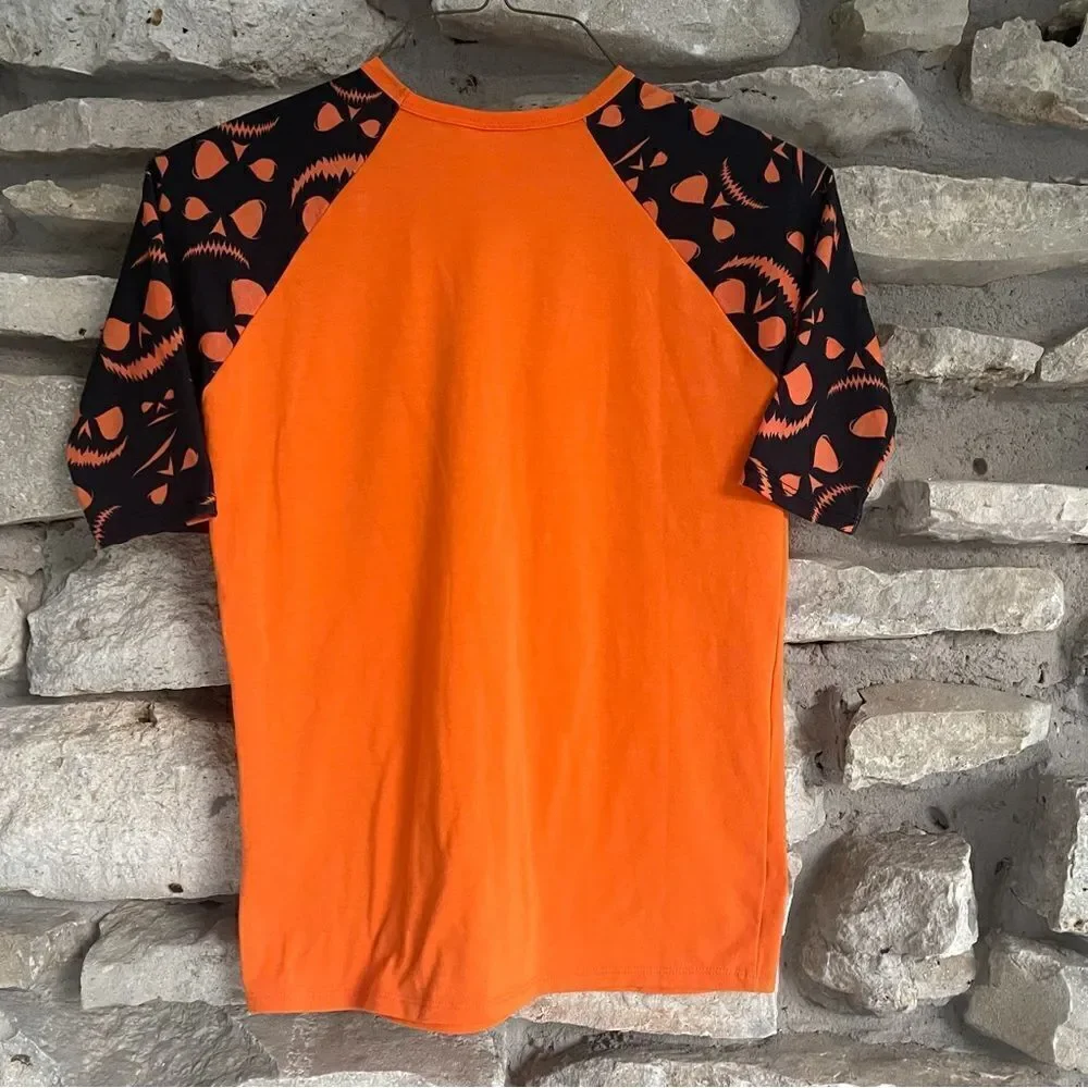Lularoe Girls Top Halloween Skeleton‎ Size 10 Youth Jack Skellington Raglan